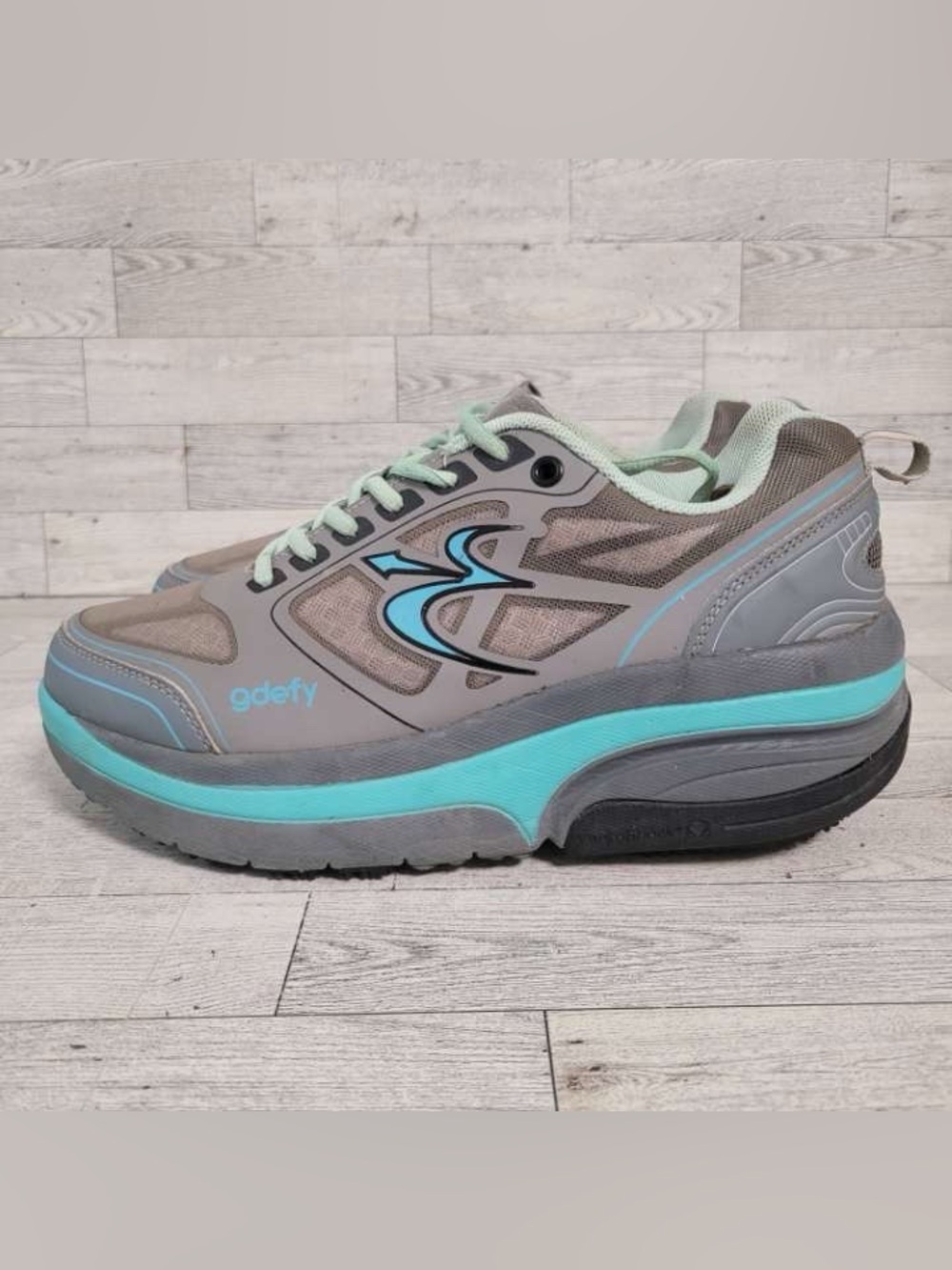 Women’s Gravity Defyer Ion Gray Teal Comfort-Fit Athletic Sneakers Shoes Size 9